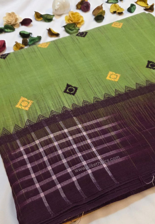 Multicoloured Dhaniakhali Bengal Handloom Ikkat Cotton saree