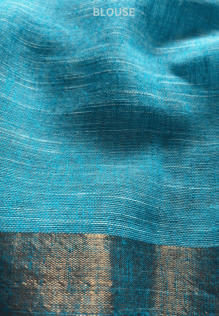 Sea Blue Meera linen saree