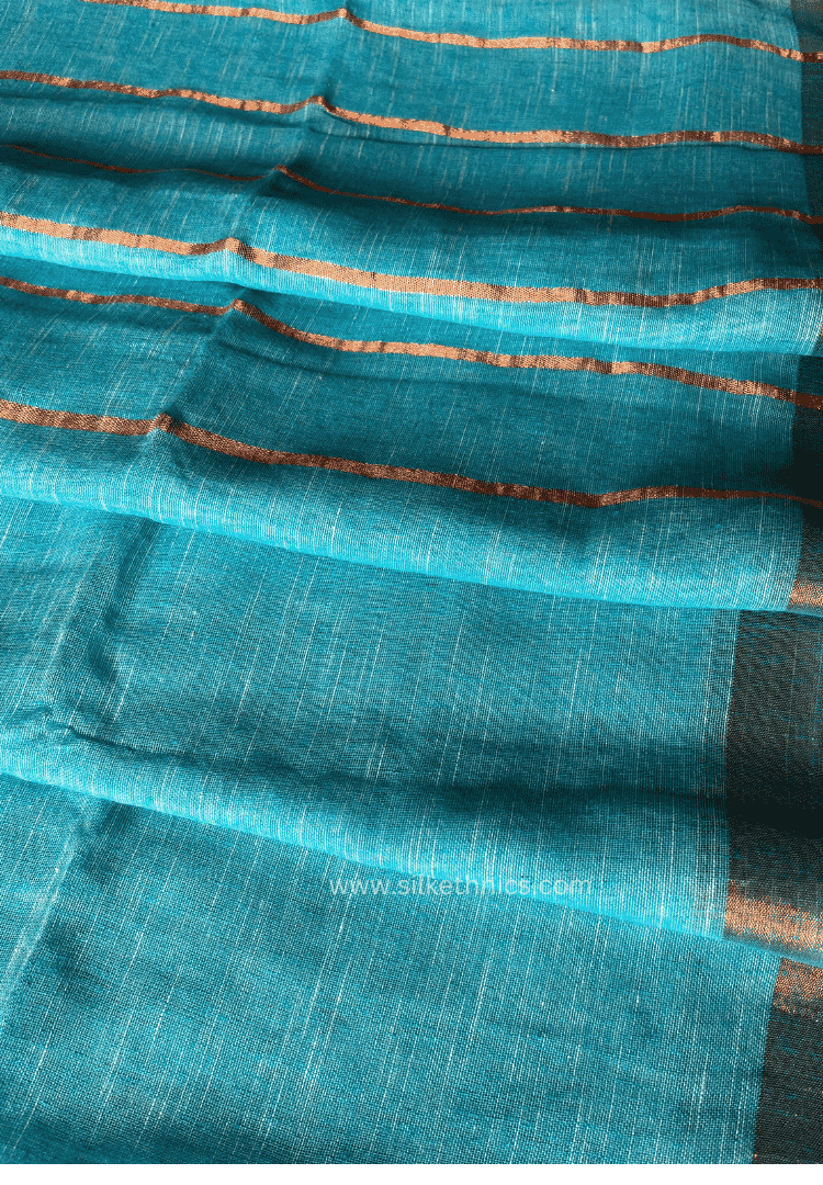 Sea Blue Meera linen saree