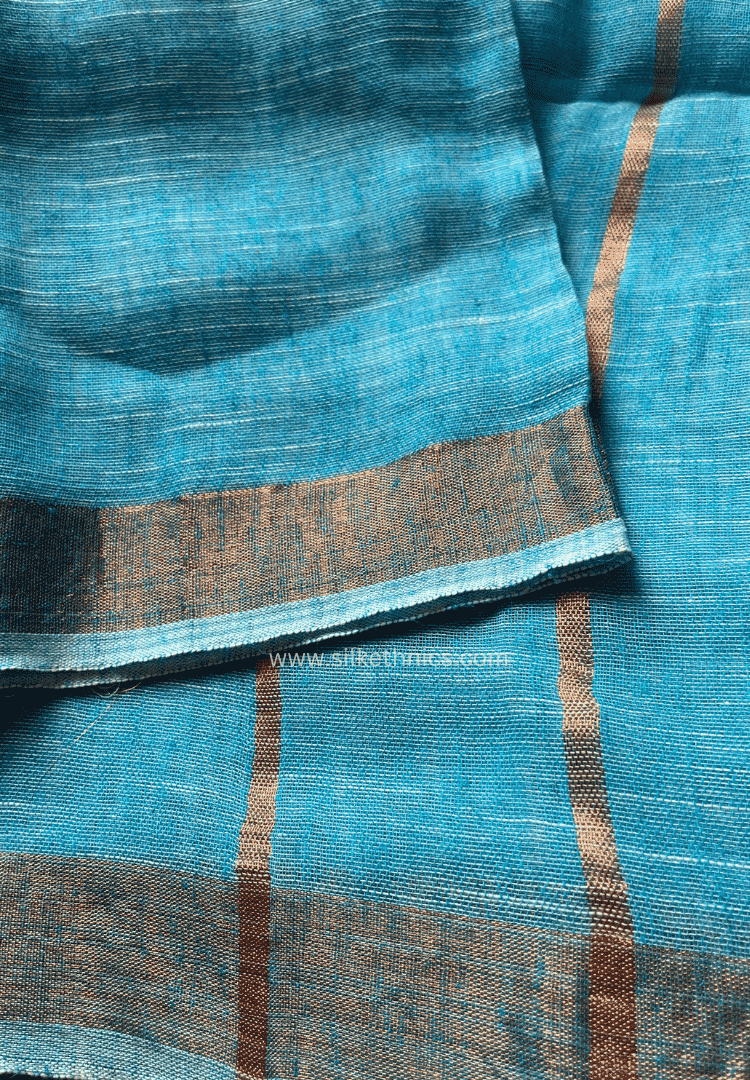 Sea Blue Meera linen saree