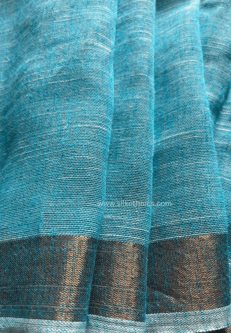 Sea Blue Meera linen saree