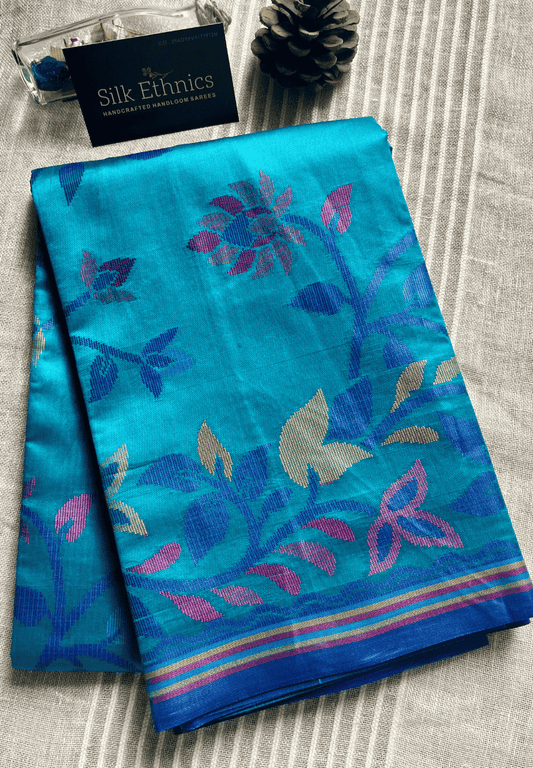 Azure blue Royal Rajshahi saree