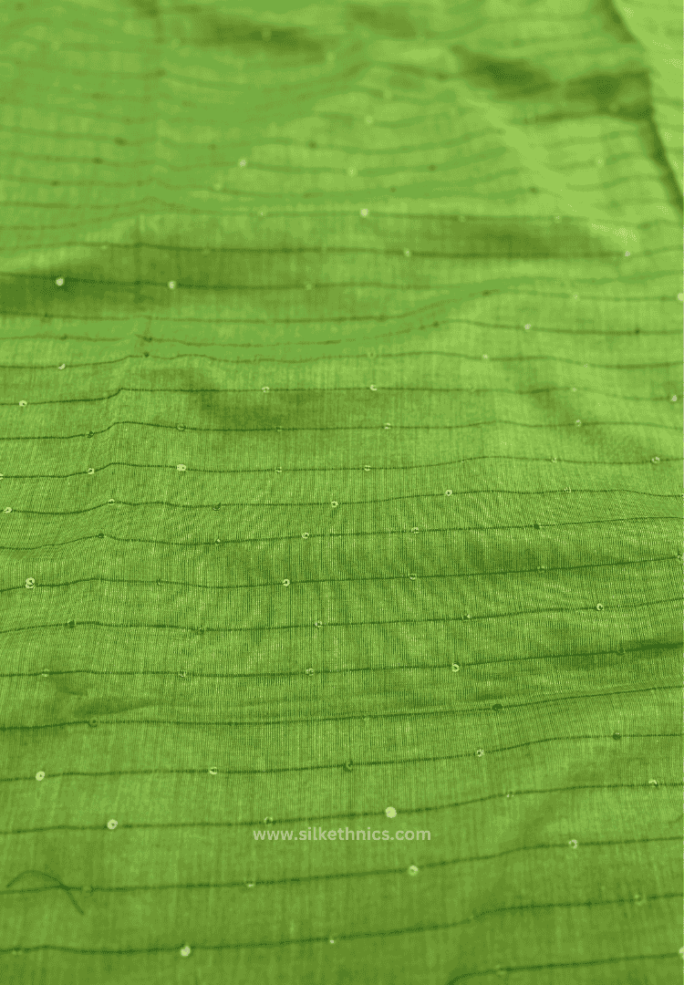 Green Sequins Rangreet Mul cotton saree