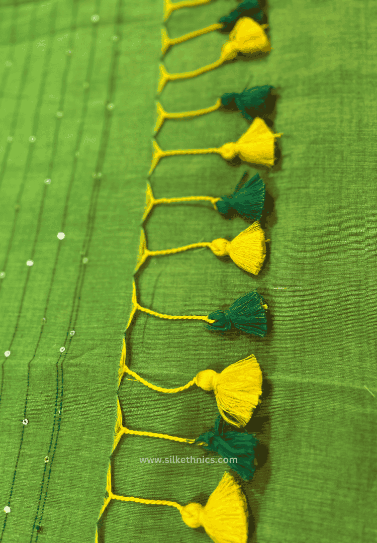 Green Sequins Rangreet Mul cotton saree