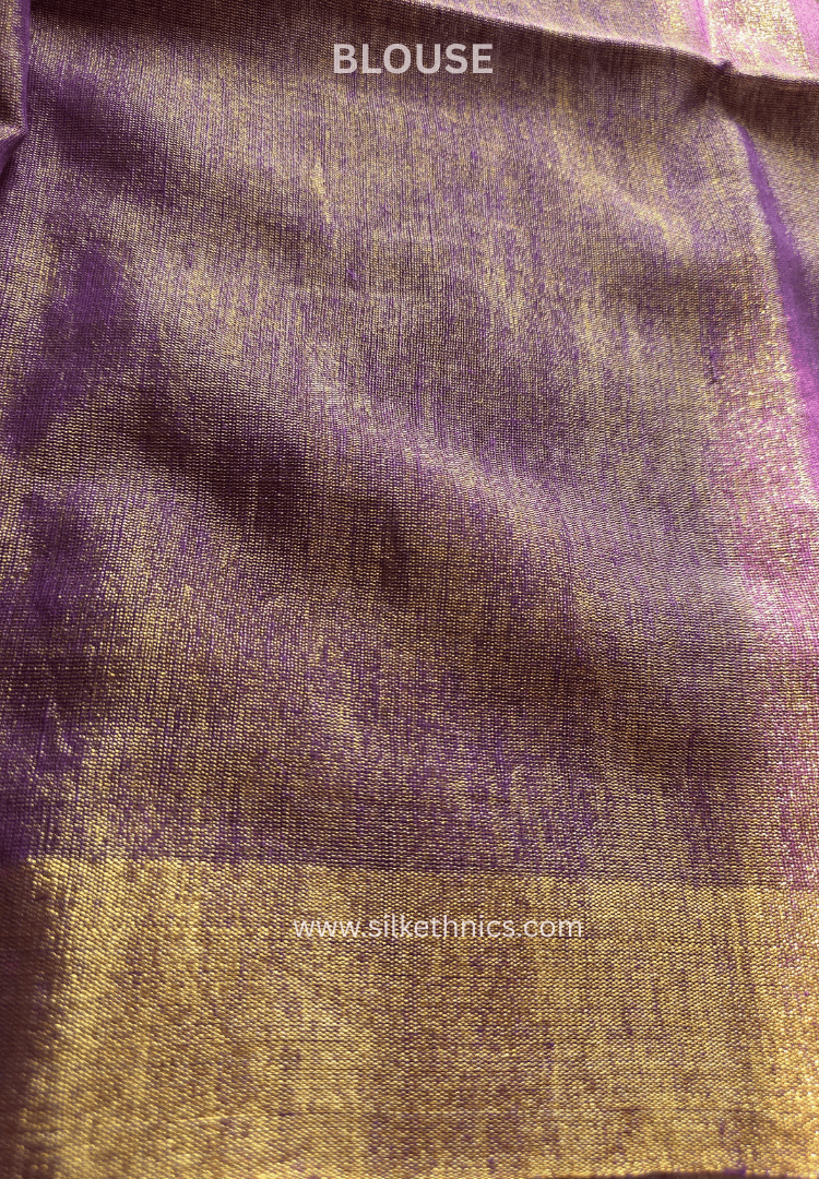 Rose Gold Lotus Tissue Linen handloom Saree