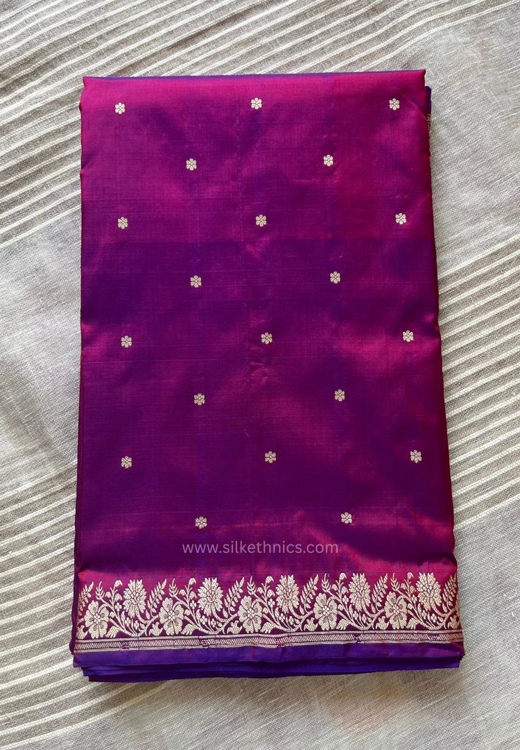 Dual tone Magenta pure Banarasi Katan silk saree (Silk Mark)