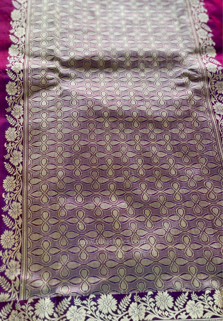 Dual tone Magenta pure Banarasi Katan silk saree (Silk Mark)