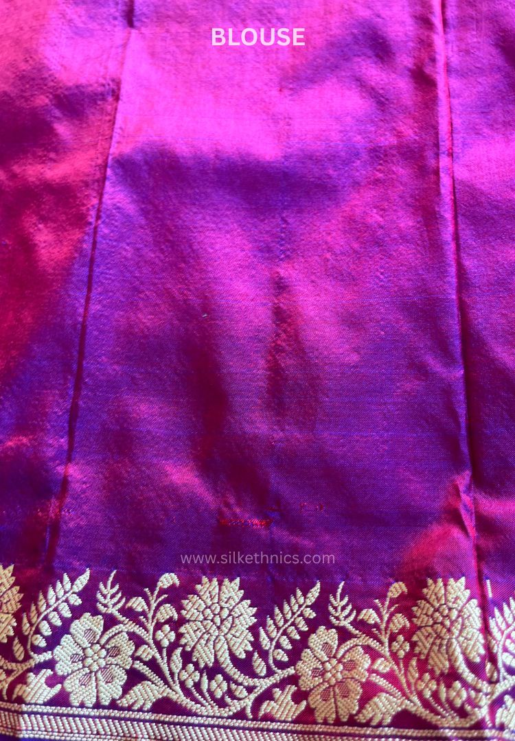 Dual tone Magenta pure Banarasi Katan silk saree (Silk Mark)