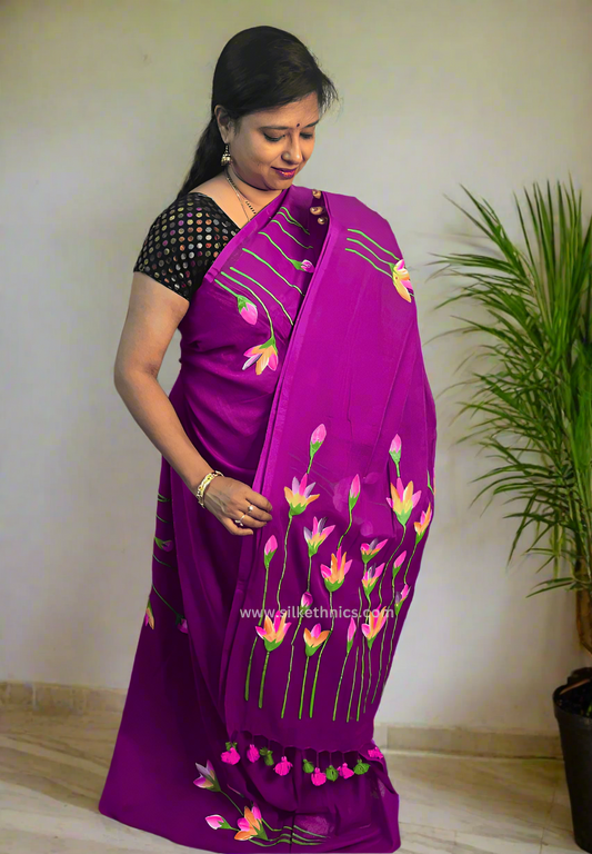 Mauve Swetha mulcotton saree