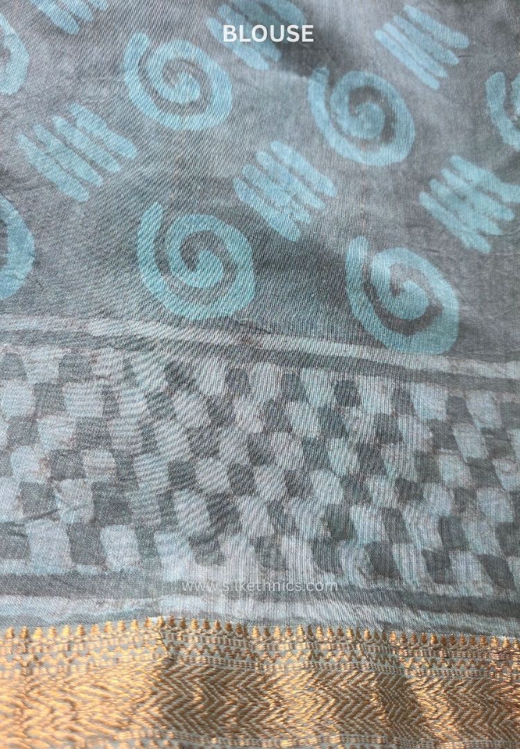 Aqua green Maheswari silk saree