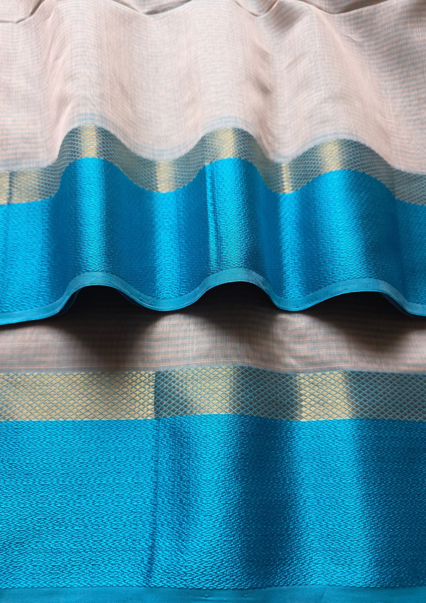 Sky Blue Maheshwari Pure Handloom Silk saree