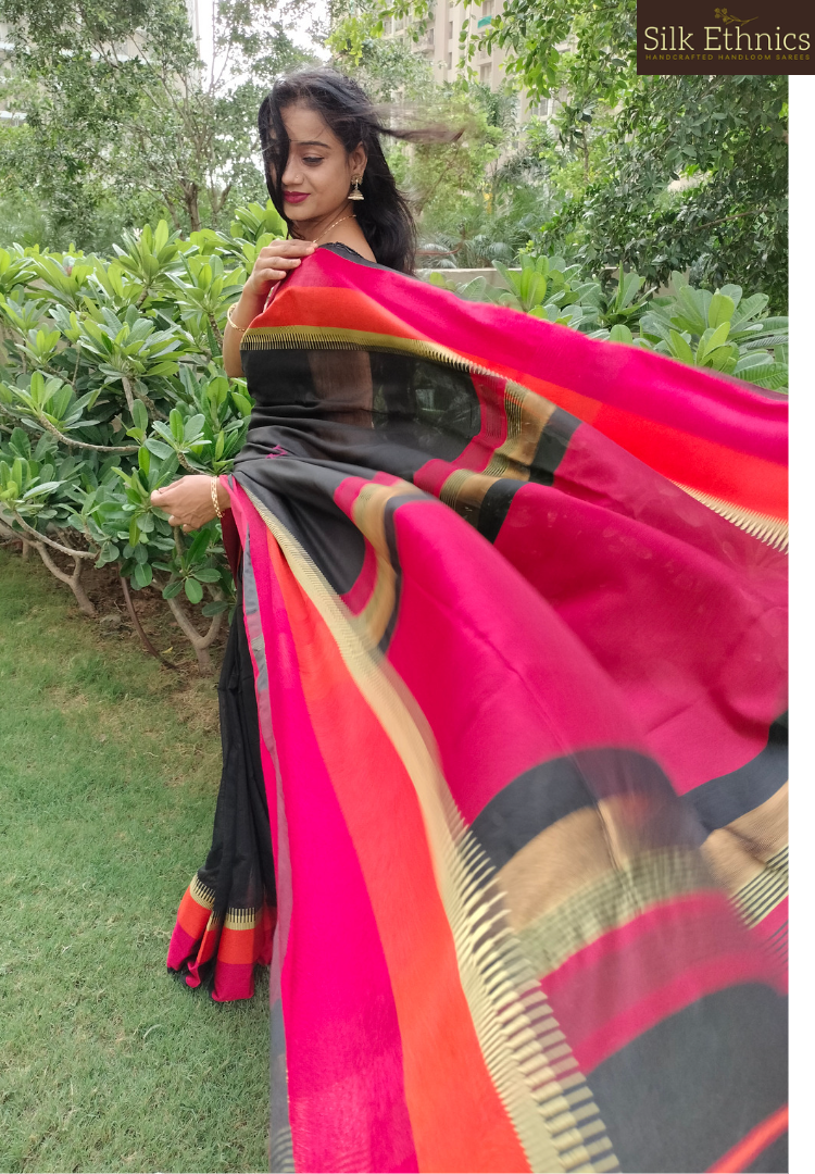 Classic black Maheswari silk saree