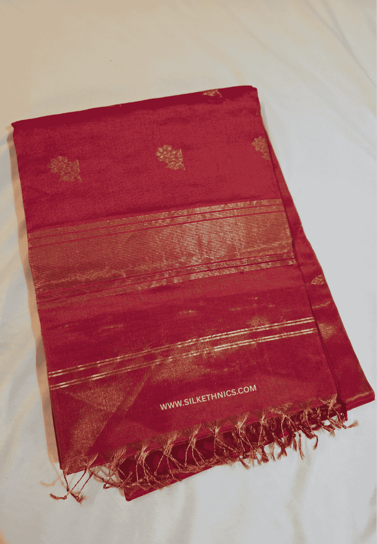Hot Pink Pure Maheshwari tissue Silk saree