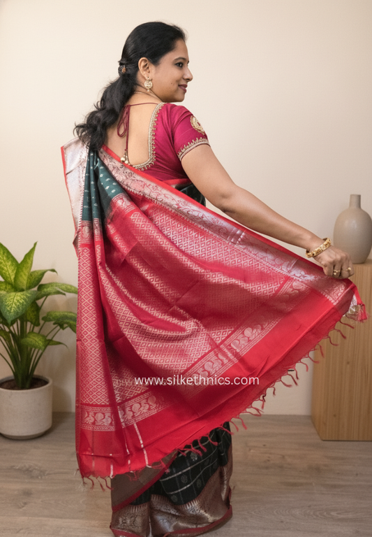 Rich Green pure Mangalagiri silk saree | Anaya collection