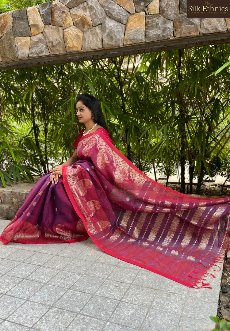 Cool Mulberry Aarti linen saree