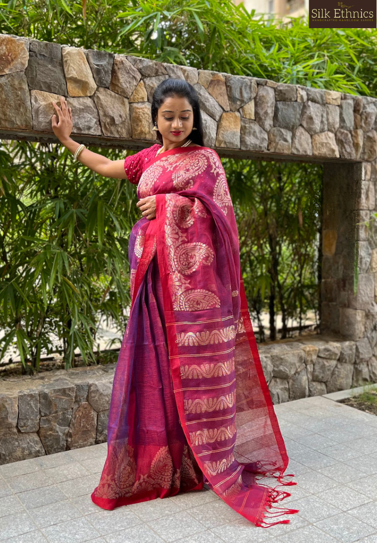 Cool Mulberry Aarti linen saree