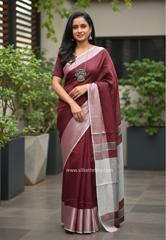 Royal Maroon Varnika linen saree