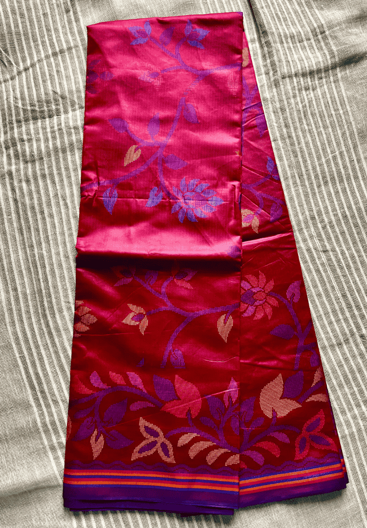 Ruby red Rajshahi saree