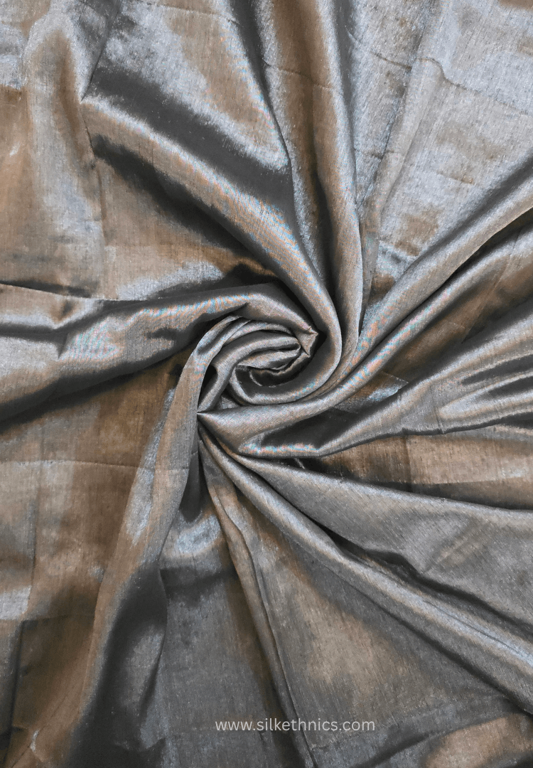 Metallic Grey Raaga handloom tissue saree - Shyama