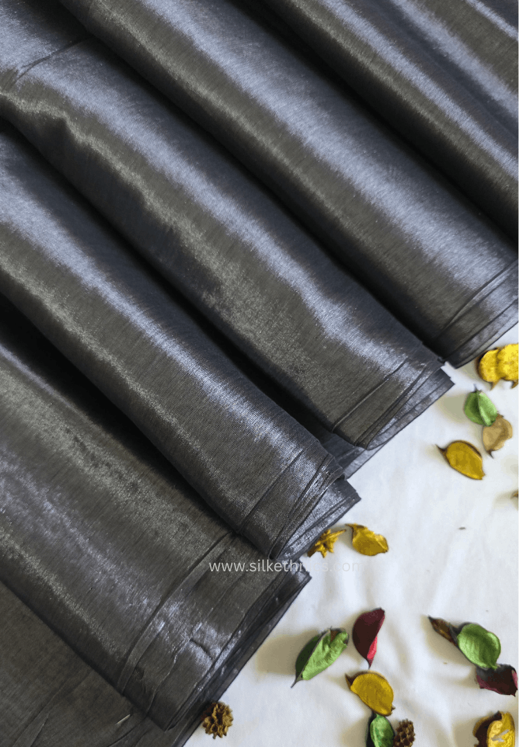 Metallic Grey Raaga handloom tissue saree - Shyama