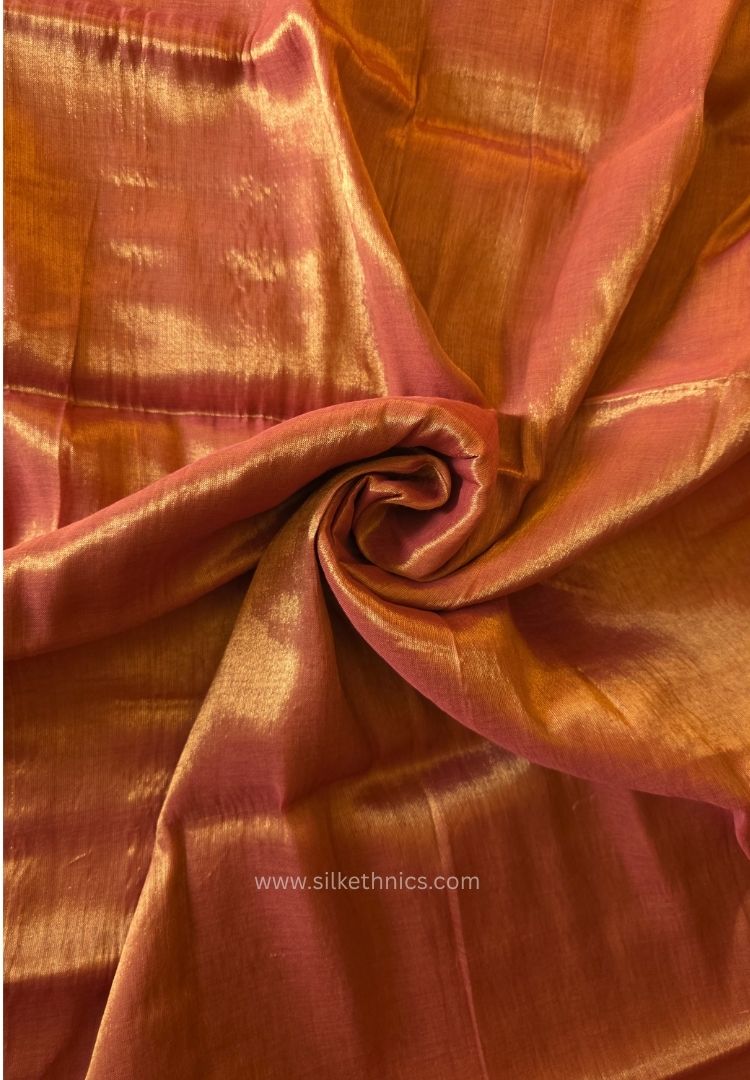Metallic copper Gold Raaga handloom tissue saree - Arunika