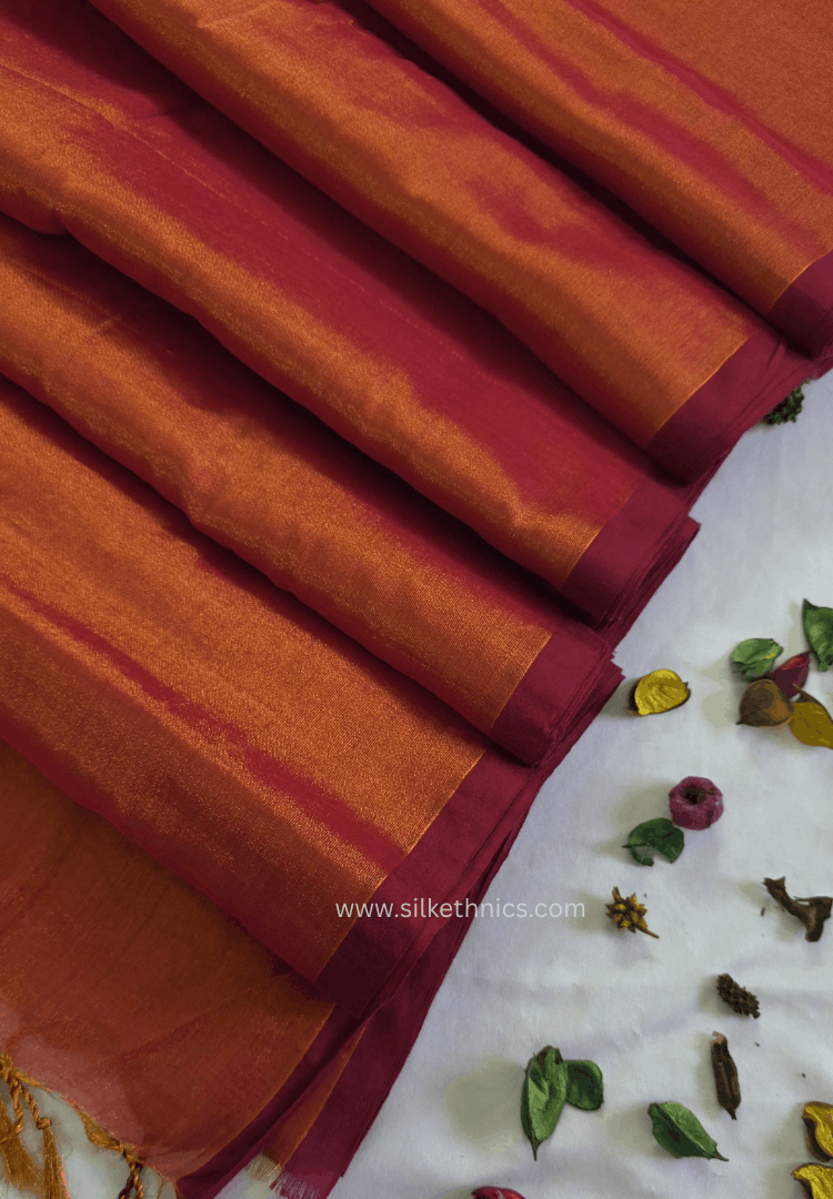 Coral Rose Gold Raaga handloom tissue saree