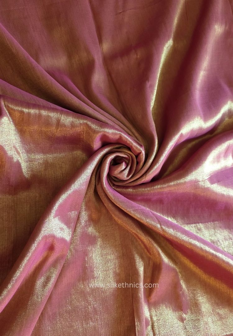 Golden Pink Raaga handloom tissue saree - kamalini