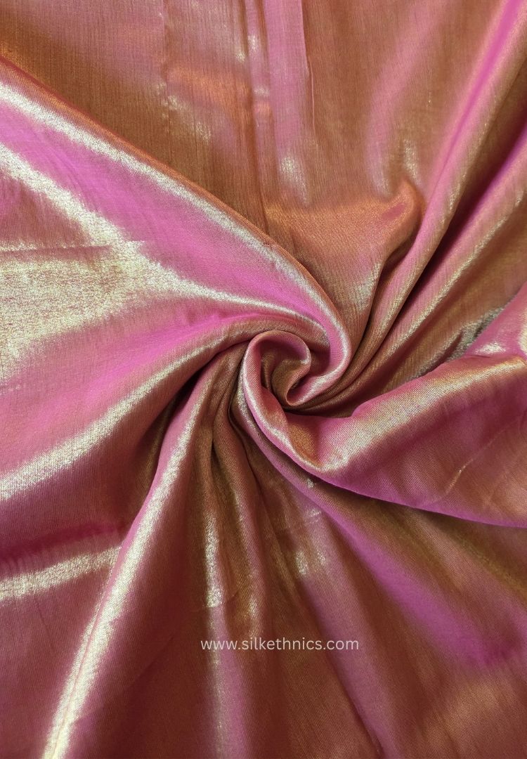 Golden Pink Raaga handloom tissue saree - kamalini