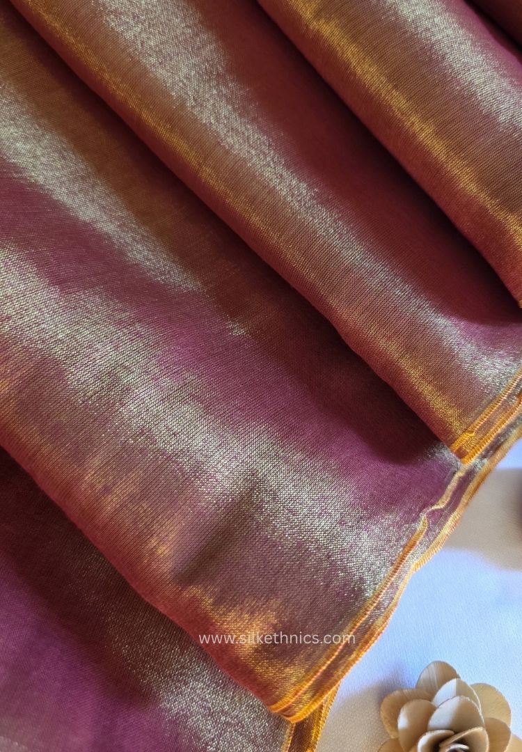 Golden Pink Raaga handloom tissue saree - kamalini