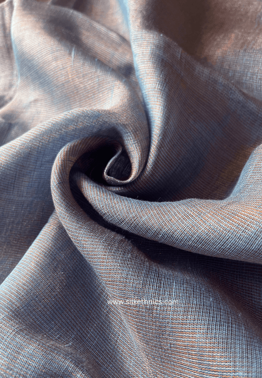 Sky blue metallic tissue linen saree