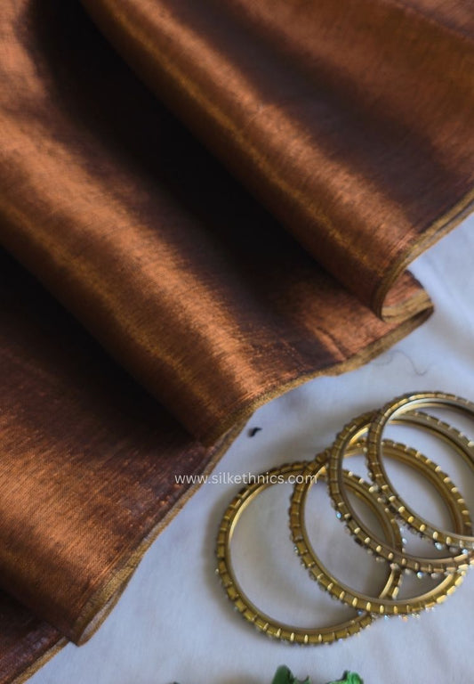 Metallic Bronze Raaga handloom tissue saree - Dhara