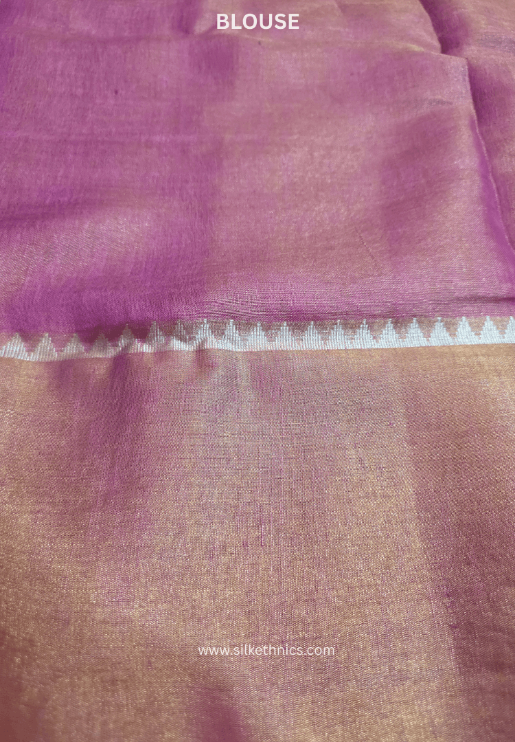 Metallic Pink Tissue Linen Samaira handloom Saree