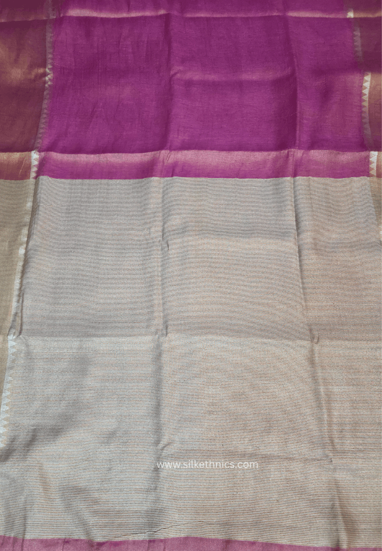 Metallic Pink Tissue Linen Samaira handloom Saree