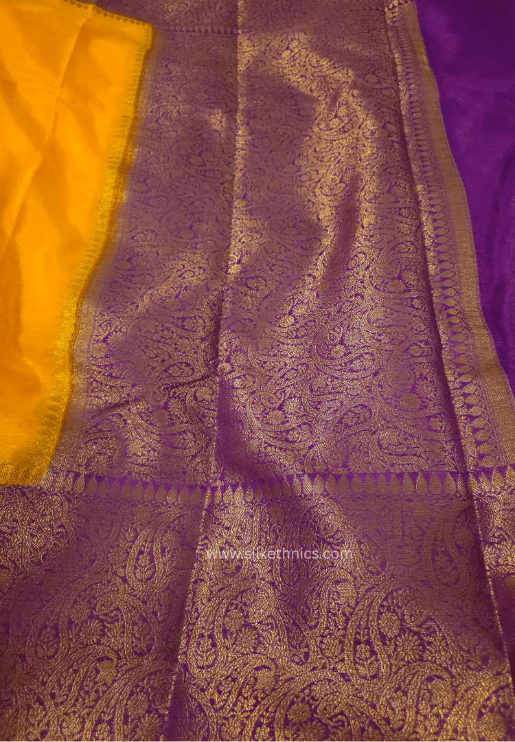 Amber Yellow Banarasi Warm Silk Zari Weaving saree