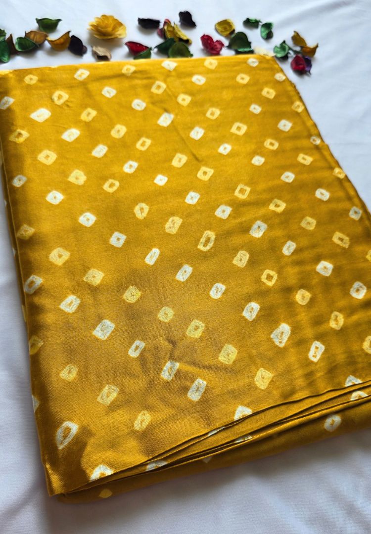 Mustard Yellow Tanvi modal silk Bandhej saree