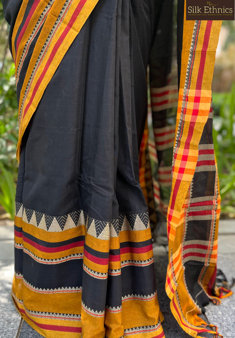 Black and gold Narayanpet saree