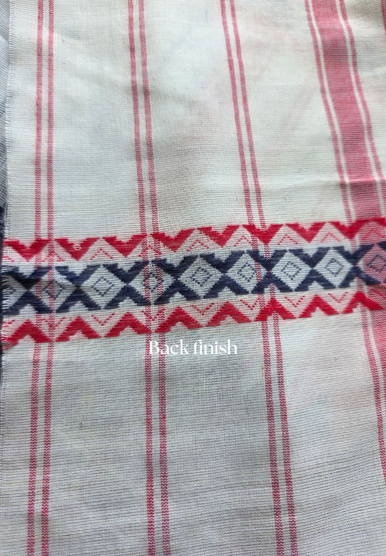 Navy and White checks Ikkat weaving Dhaniakhali cotton saree
