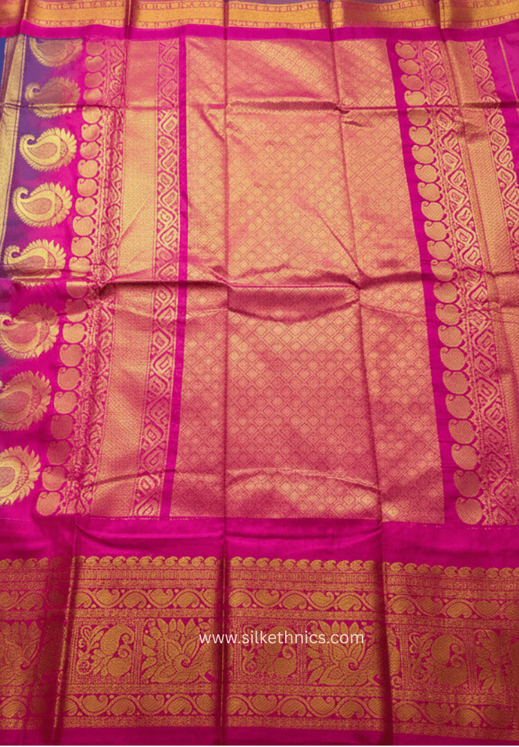 Gadwal Grace Indigo Flame silk saree