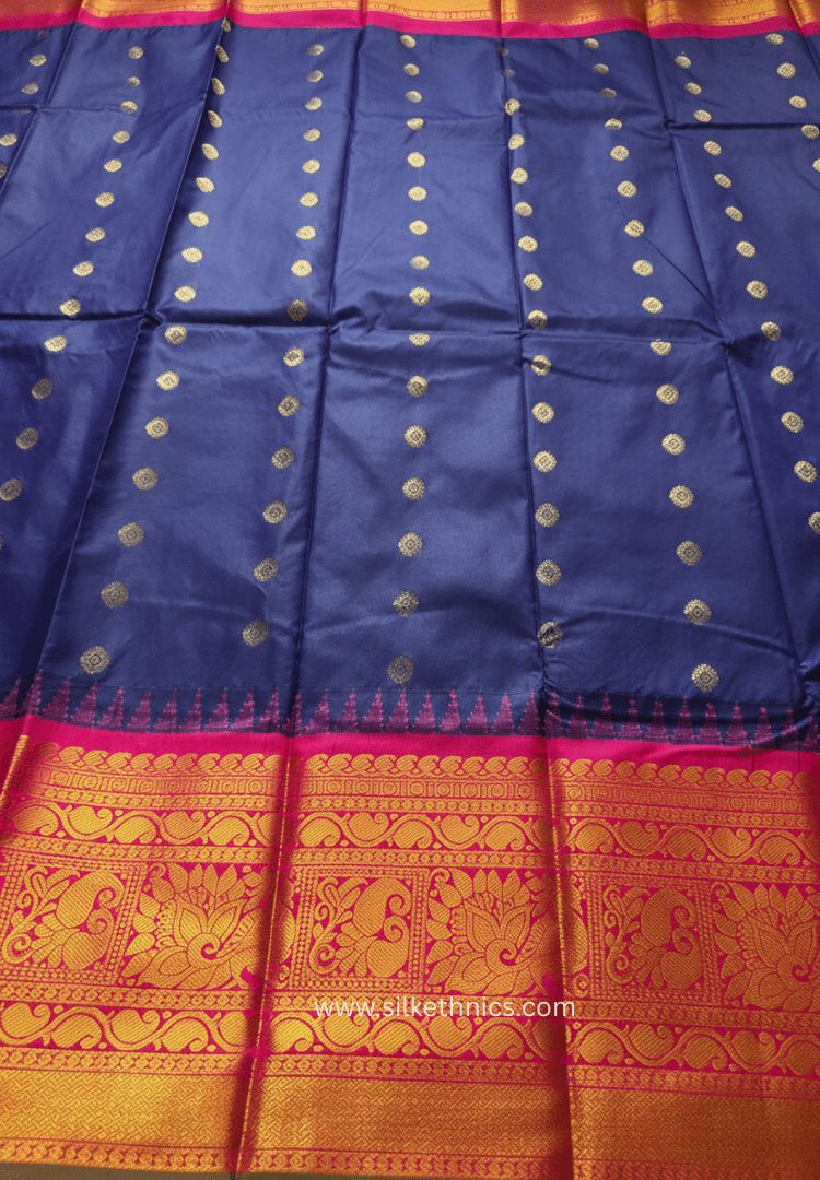 Gadwal Grace Indigo Flame silk saree