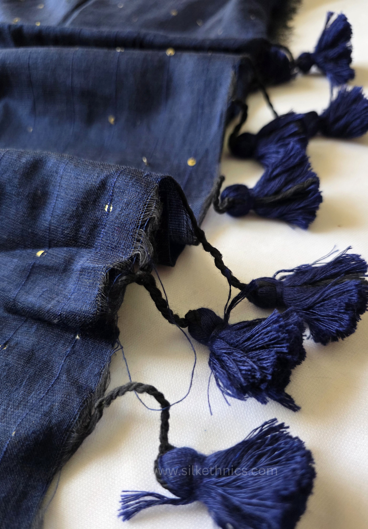 Navy Blue pure handloom mulcotton Ruhani saree