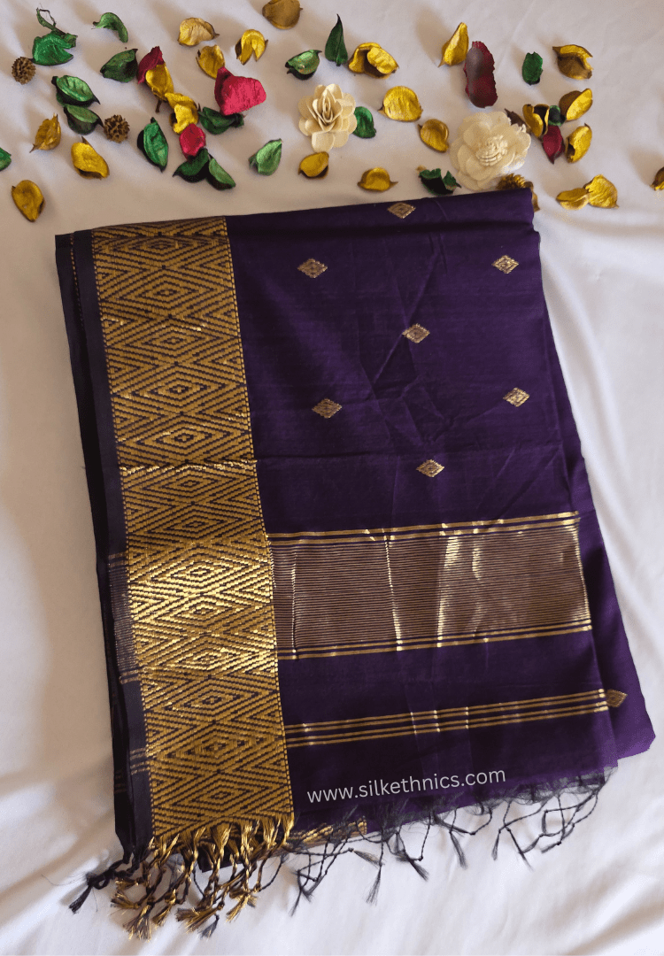 Royal Purple Maheshwari Pure Handloom Silk saree