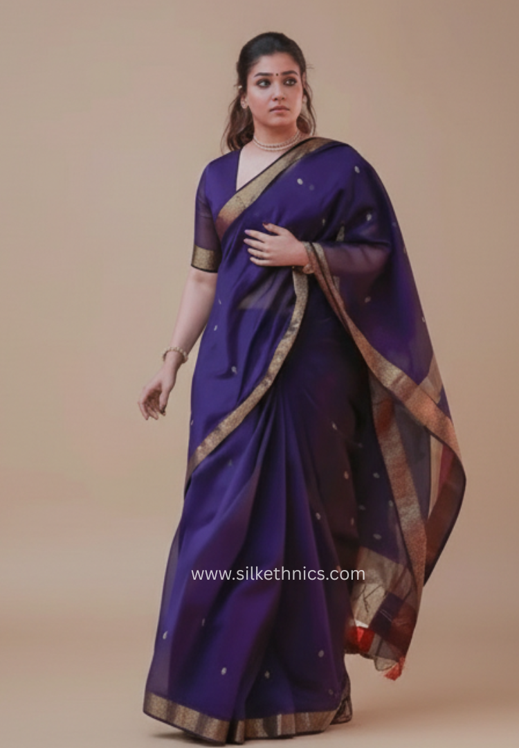 Royal Purple Maheshwari Pure Handloom Silk saree