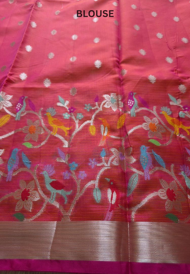 Festive Orange Kota silk zari weaving saree