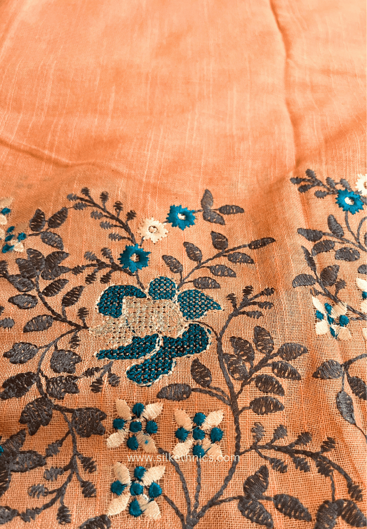 Pastel Peach Ameya Linen saree