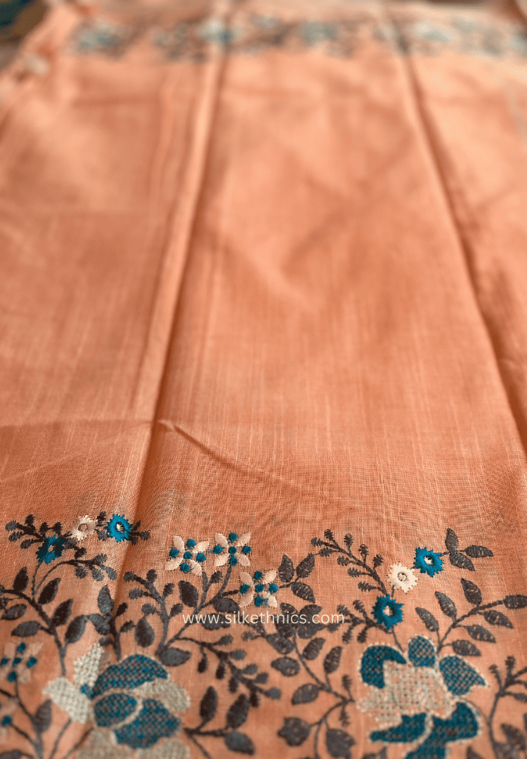 Pastel Peach Ameya Linen saree