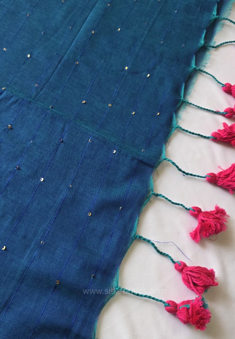 Peacock Blue pure handloom mulcotton Ruhani saree