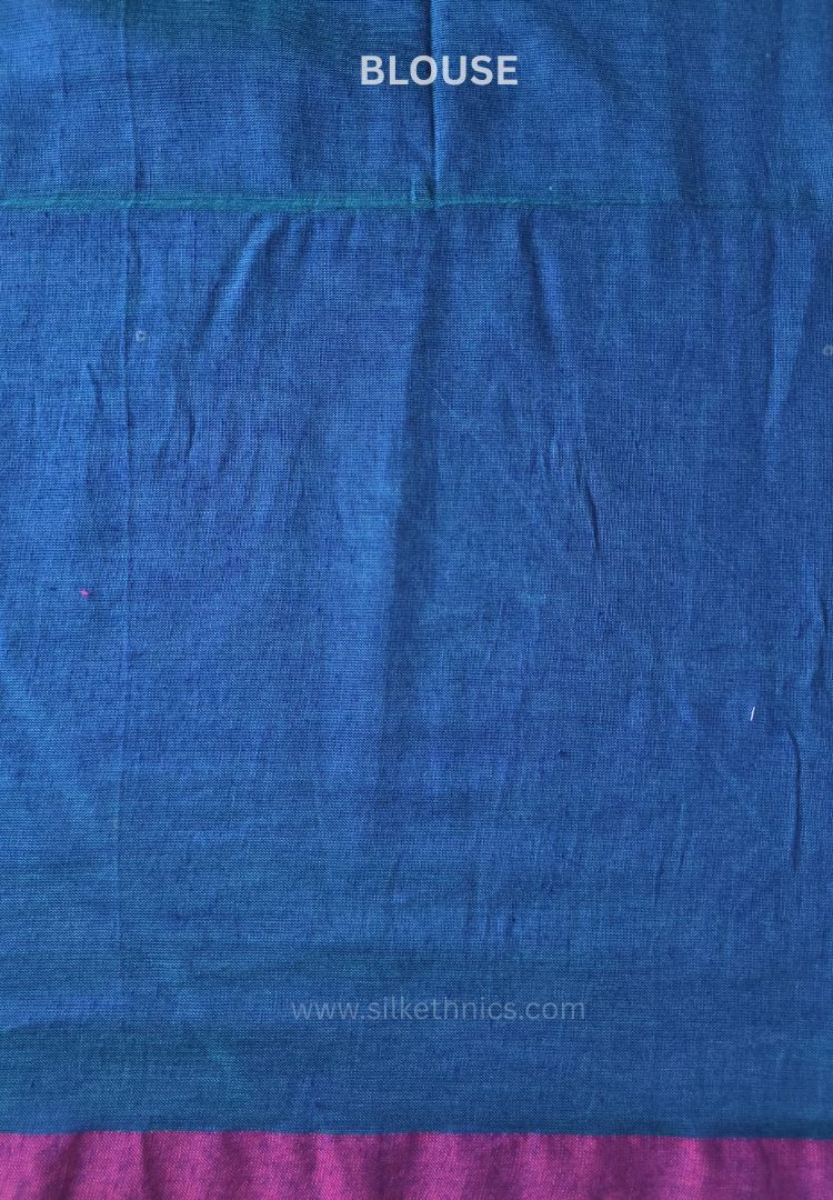 Peacock Blue pure handloom mulcotton Ruhani saree