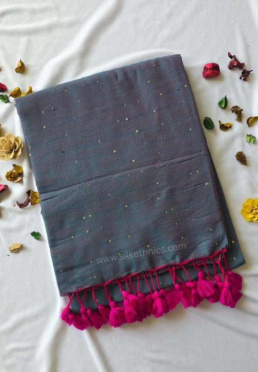 Peacock Mist pure handloom mulcotton Ruhani saree