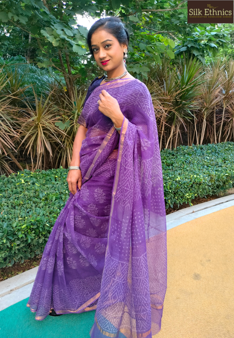 Royal purple Kota Doriya saree