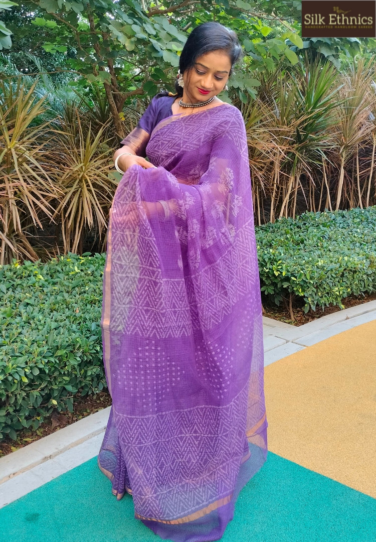 Royal purple Kota Doriya saree